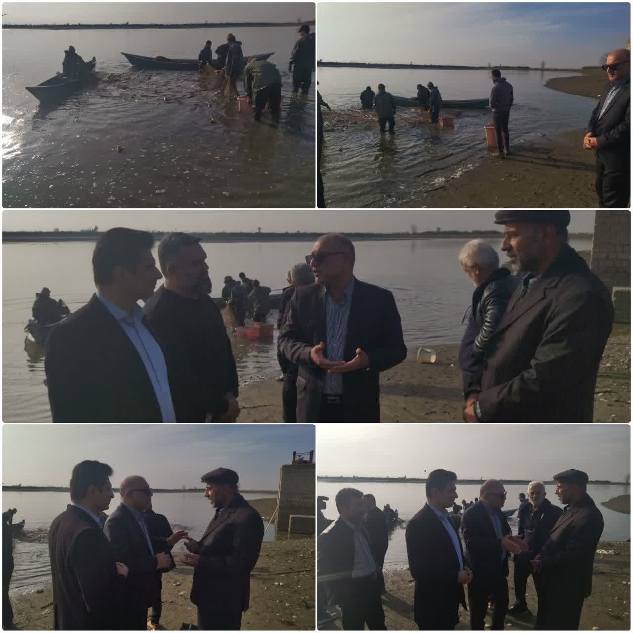 بررسی روند صید و پرورش ماهیان گرمآبی در آببندان للار با حضور مدیرکل شیلات مازندران